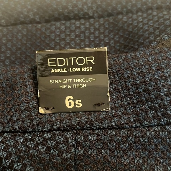 NWT Express Editor Low Rise Ankle Blue & Black Pattern Pant Size 6S - Picture 9 of 11